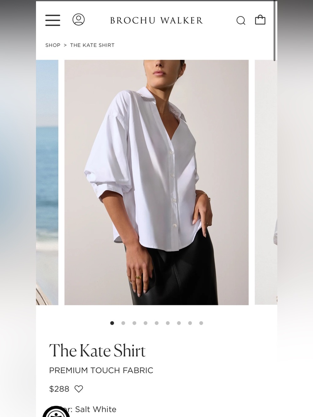 NEW Brochu Walker Kate Shirt Salt White Button Down Balloon Sleeve Blouse - Picture 7 of 16